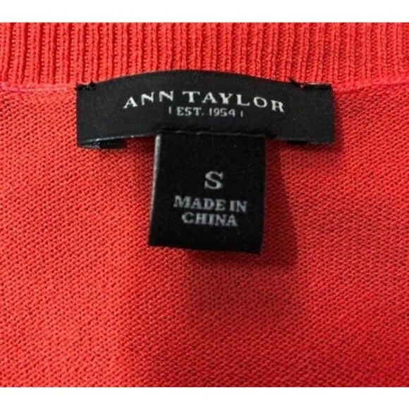 Ann Taylor Cardigan Womens S Stretch Button Front Orange Red Career Casual - Picture 10 of 12
